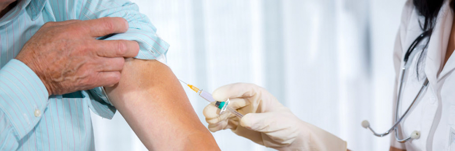 A flu vaccine is administered.