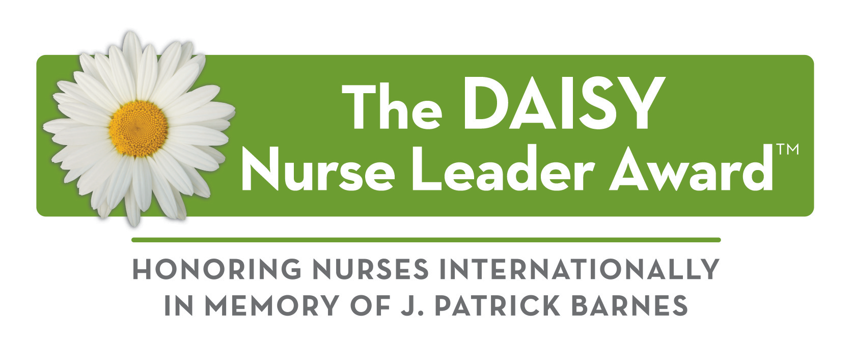 The DAISY Nurse Leader Award logo - Honoring nurses internationally in memory of J. Patrick Barnes.