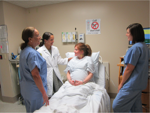 Birthing Center evaluation by nurse and doctor
