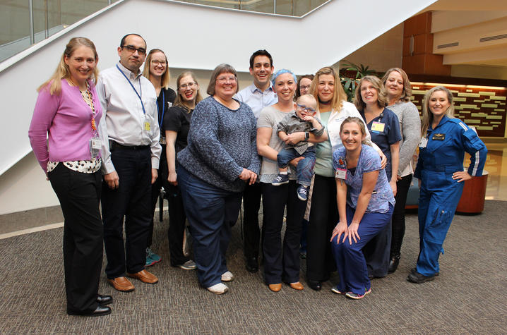Connor Stacy and his family with the NICU team