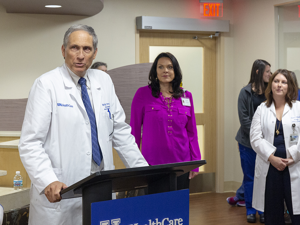 Dr. Raleigh Jones speaks at the Ear, Nose & Throat Clinic opening ceremony.