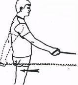 Shoulder strengthening exercise pulling on tubing