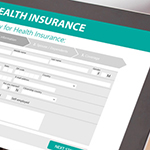 Health insurance policy displayed on a tablet.