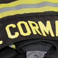 Close-up on Nick Corman's name as it appears on his uniform.