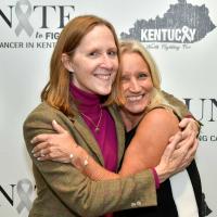 Lindi hugs Dr. Susanne Arnold, who monitors Lindi’s ongoing care, at a Unite to Fight event for Breath of Hope Kentucky.